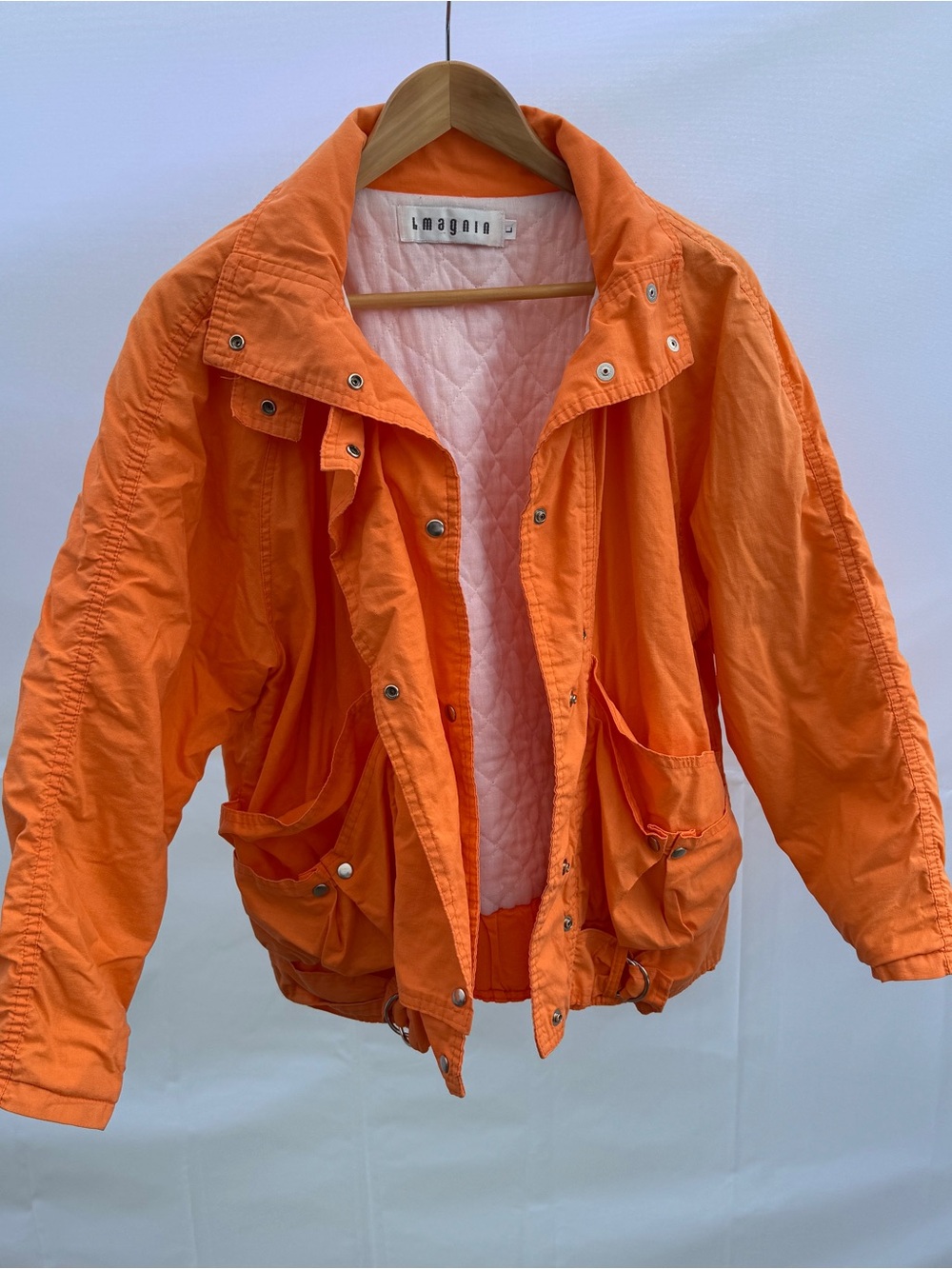 Vintage l. Magnin Orange Quilted-Lined Bomber Jacket 1987